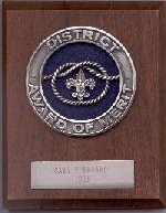 District Award of Merit plaque